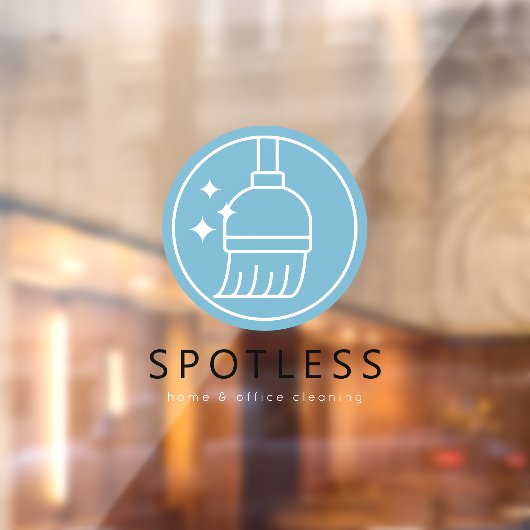 Autocollant Pour Fenêtre Modern Blue Broom Logo Cleaning Service (Feuille 2)