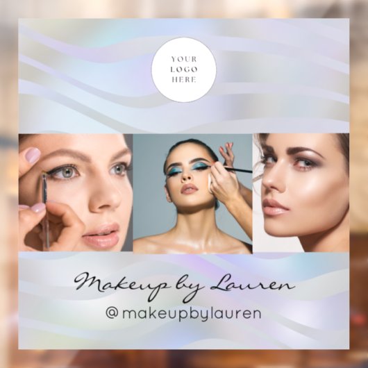 Autocollant Pour Fenêtre Modern Holographic Black Script Logo Photo (Feuille 2)