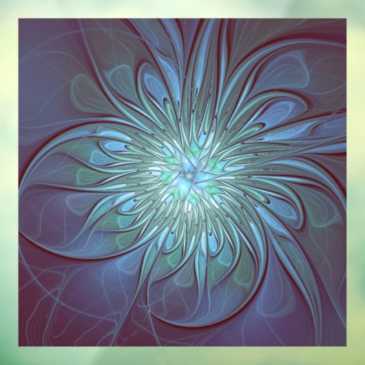 Autocollant Pour Fenêtre Moderne Abstrait tendance Fleur bleue Fractal Art (Feuille 3)
