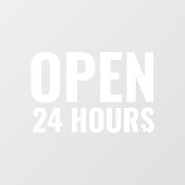 Autocollant Pour Fenêtre Moderne Blanc Ouvert 24 Heures (Feuille)