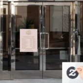 Autocollant Pour Fenêtre Moderne Élégant rose pâle | Heures d'ouverture de  (Porte de bureau)