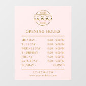 Autocollant Pour Fenêtre Moderne Élégant rose pâle | Heures d'ouverture de  (Feuille)