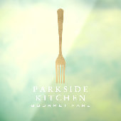 Autocollant Pour Fenêtre Moderne Faux Gold Fork Restaurant Logo Transparent (Feuille 3)