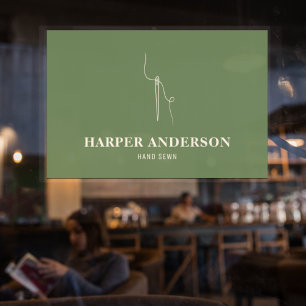 Autocollant Pour Fenêtre Moderne minimal à coudre à main verte profession