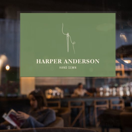 Autocollant Pour Fenêtre Moderne minimal de couture à la main verte profess