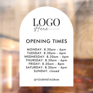 Autocollant Pour Fenêtre Moderne minimaliste Horaires d'ouverture noir