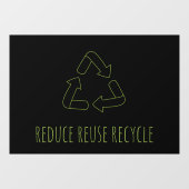 Autocollant Pour Fenêtre Moderne Noir Réduire Réutiliser Recycler Éco (Feuille)