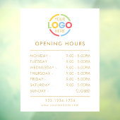 Autocollant Pour Fenêtre Moderne Simple Blanc Or | Heures d'ouverture des e (Feuille 3)