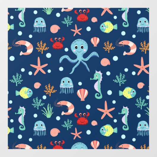 Autocollant Pour Fenêtre Monde marin (Feuille)