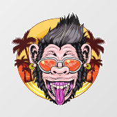 Autocollant Pour Fenêtre Monkey de plage (Feuille)