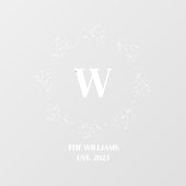 Autocollant Pour Fenêtre Monogram Floral Wreath Family Café Bureau (Feuille)