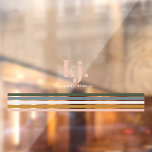 Autocollant Pour Fenêtre Monogramme à rayures rétro chic<br><div class="desc">Un design minimaliste monogramme avec de grandes initiales typographiques dans une police classique avec votre nom ci-dessous et des rayures chic rétro couleur arc-en-ciel. Ajoutez votre libellé personnalisé à cette conception à l'aide des cases "Modifier ce modèle de conception" situées à droite de l'élément ou cliquez sur le bouton bleu...</div>