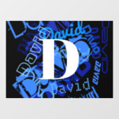 Autocollant Pour Fenêtre Monogramme bleu créatif (Feuille)