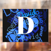 Autocollant Pour Fenêtre Monogramme bleu créatif (Feuille 2)