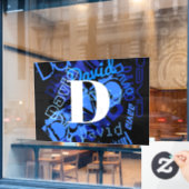 Autocollant Pour Fenêtre Monogramme bleu créatif (Fenêtre de café)