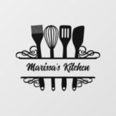 Autocollant Pour Fenêtre Monogramme de cuisine personnalisé divisé (Feuille)