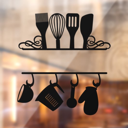 Autocollant Pour Fenêtre Monogramme de cuisson divisé personnalisé (Feuille 2)