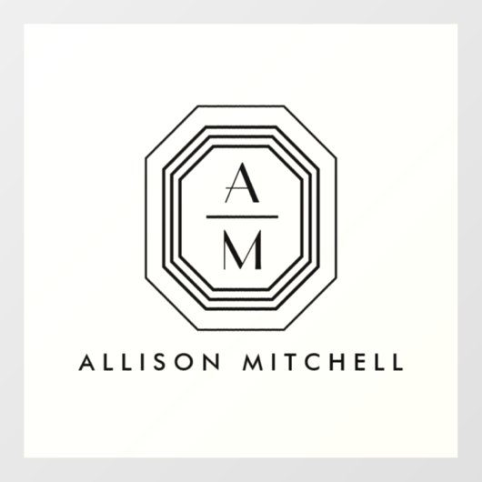 Autocollant Pour Fenêtre Monogramme empilé Art Déco sur fond ivoire (Feuille)