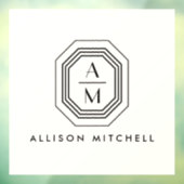 Autocollant Pour Fenêtre Monogramme empilé Art Déco sur fond ivoire (Feuille 3)