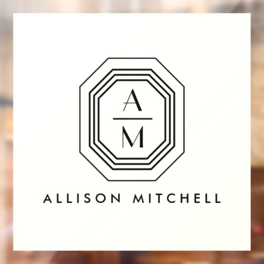 Autocollant Pour Fenêtre Monogramme empilé Art Déco sur fond ivoire (Feuille 2)