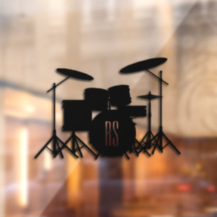 Autocollant Pour Fenêtre Monogramme Ensemble de musique Design Rideau de do