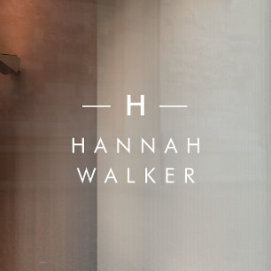 Autocollant Pour Fenêtre Monogramme   Minimaliste Élégante Plaque Nameplate