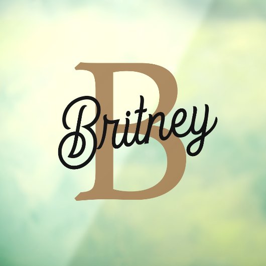 Autocollant Pour Fenêtre Monogramme moderne élégant Nom Black Gold Script (Feuille 3)