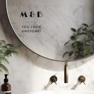 Autocollant Pour Fenêtre Monogramme noir moderne Mariage Salle de bain miro