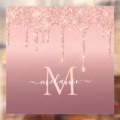 Autocollant Pour Fenêtre Monogramme Nom Rose Gold Blush Parties scintillant (Feuille 2)