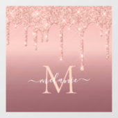 Autocollant Pour Fenêtre Monogramme Nom Rose Gold Blush Parties scintillant (Feuille)