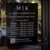 Autocollant Pour Fenêtre Monogramme ou Ajouter un Code QR d'Heures d'Ouvert