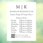 Autocollant Pour Fenêtre Monogramme ou ajouter un logo Heures d'ouverture Q (Feuille 3)