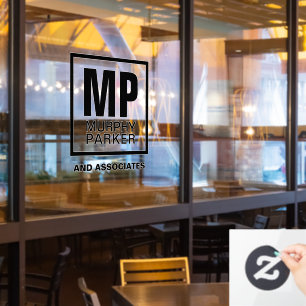 Autocollant Pour Fenêtre Monogramme personnalisé Moderne Simple Carré Logo 