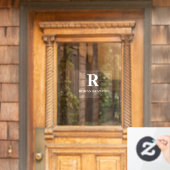 Autocollant Pour Fenêtre Monogramme | Plaque de nom moderne élégant minimal (Porte d'accueil)