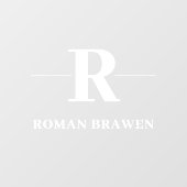 Autocollant Pour Fenêtre Monogramme | Plaque de nom moderne élégant minimal (Feuille)