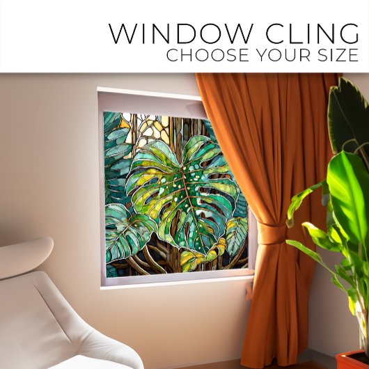 Autocollant Pour Fenêtre Monstera Tropicale Vitrail art