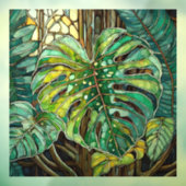Autocollant Pour Fenêtre Monstera Tropicale Vitrail art (Feuille 3)