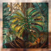 Autocollant Pour Fenêtre Monstera Tropicale Vitrail art (Feuille 2)