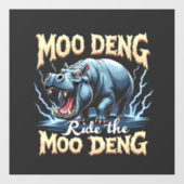 Autocollant Pour Fenêtre Moo Deng Ride Moo Deng Funny Hippo (Feuille)