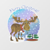Autocollant Pour Fenêtre Moose de Noël (Feuille)