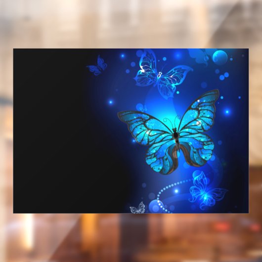 Autocollant Pour Fenêtre Morpho Butterfly in the Dark Background (Feuille 2)