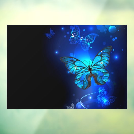 Autocollant Pour Fenêtre Morpho Butterfly in the Dark Background (Feuille 3)
