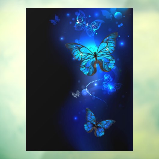 Autocollant Pour Fenêtre Morpho Butterfly in the Dark Background (Feuille 3)