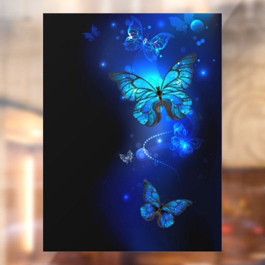 Autocollant Pour Fenêtre Morpho Butterfly in the Dark Background (Feuille 2)