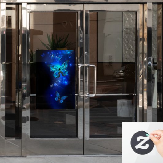 Autocollant Pour Fenêtre Morpho Butterfly in the Dark Background (Porte de bureau)