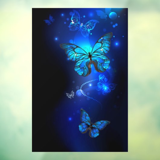 Autocollant Pour Fenêtre Morpho Butterfly in the Dark Background (Feuille 3)