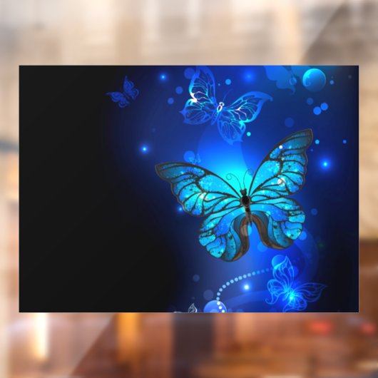Autocollant Pour Fenêtre Morpho Butterfly in the Dark Background (Feuille 2)