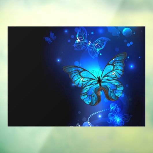Autocollant Pour Fenêtre Morpho Butterfly in the Dark Background (Feuille 3)