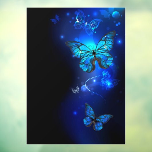 Autocollant Pour Fenêtre Morpho Butterfly in the Dark Background (Feuille 3)