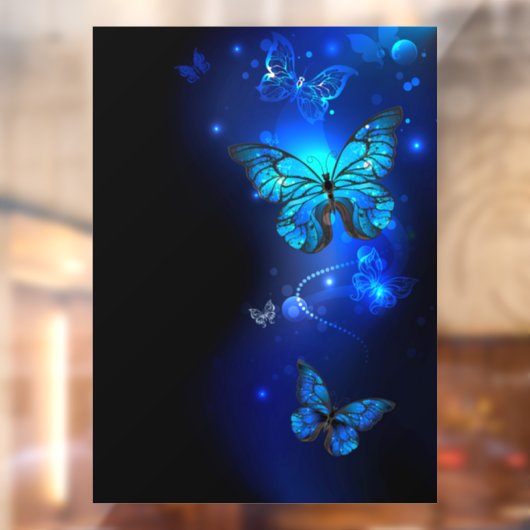 Autocollant Pour Fenêtre Morpho Butterfly in the Dark Background (Feuille 2)